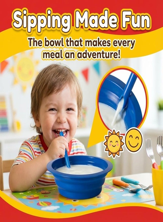 JoyServe Cereal Bowls with Straws for Kids - (Set of 6 - 20-Ounce Bowls) BPA-Free Plastic Reusable Built-In Straw Bowl for Kids, Children & Toddlers, Dishwasher and Microwave Safe, Includes 3 Cleaning Brushes - Image 5