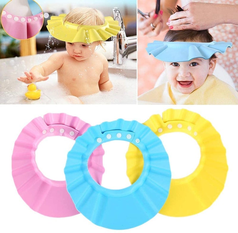 SEYROLIN Shower Baby Cap Soft Bathing Baby Eye Ear Protector Hat for New Born Infants babies Boys Girls Hair Wash Cap Adjustable Shower Cap for Children - Image 1