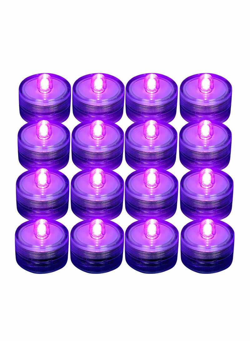 Excefore Waterproof LED Candle Light, Purple Waterproof Flameless Candle Tea Lights, Underwater Battery Operated Seasonal Festival Celebration LED Tea Light for Table, Wedding Centerpieces, Party, 12 Pack  - Image 1