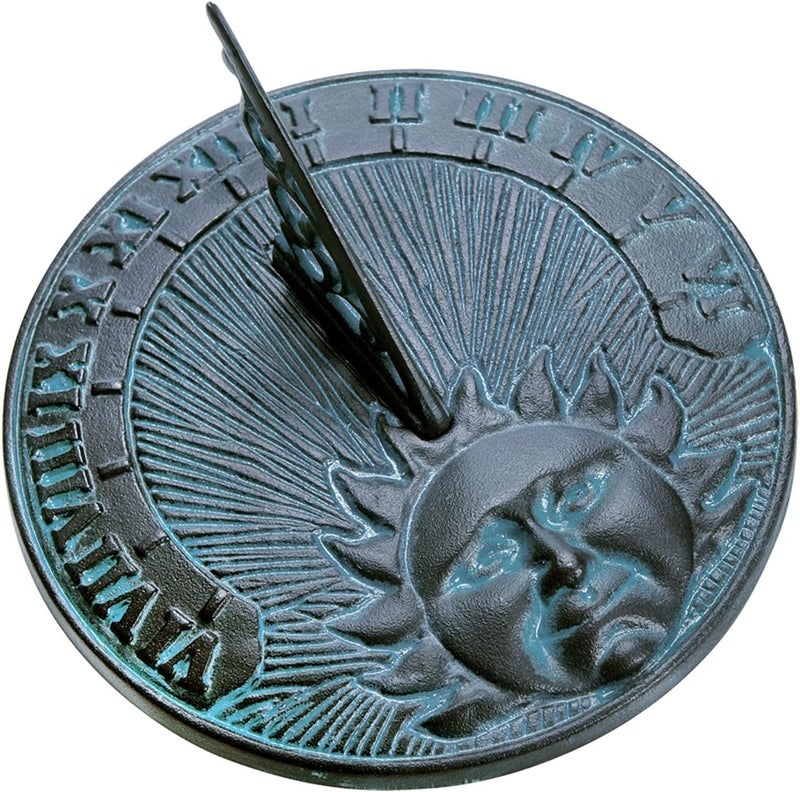 2518 Daybreak Sundial, Cast Iron with Verdigris Finish, 10.5-Inch Diameter