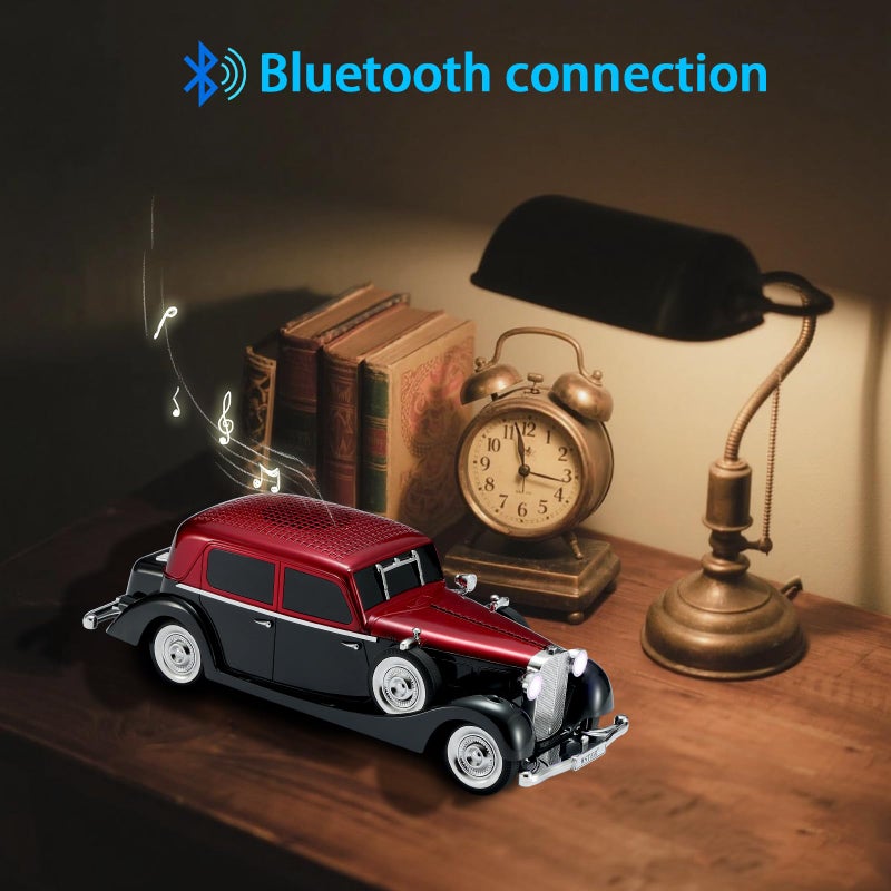 WSTER WS-1934 Retro Classic Car Bluetooth Replica Speaker â€“ Wireless HD Sound with FM Radio,TWS Stereo,LED Party Lights,Built-in Microphone Hands-Free Call, Surprise Portable Gift for Party Use(Red) - Image 4