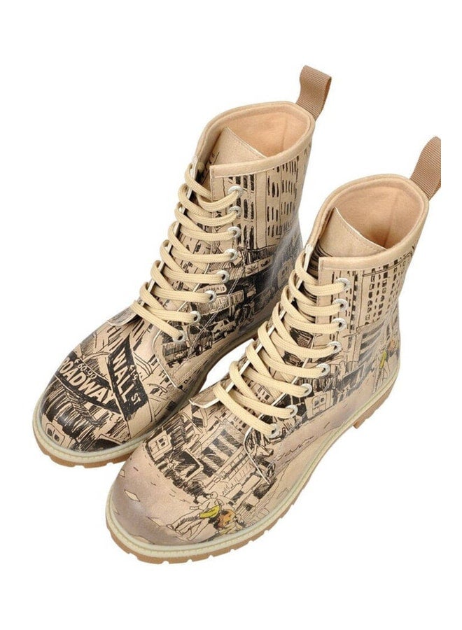 Dogo Women's Vegan Leather Beige Long Boots - One Way Only Design. - Image 1