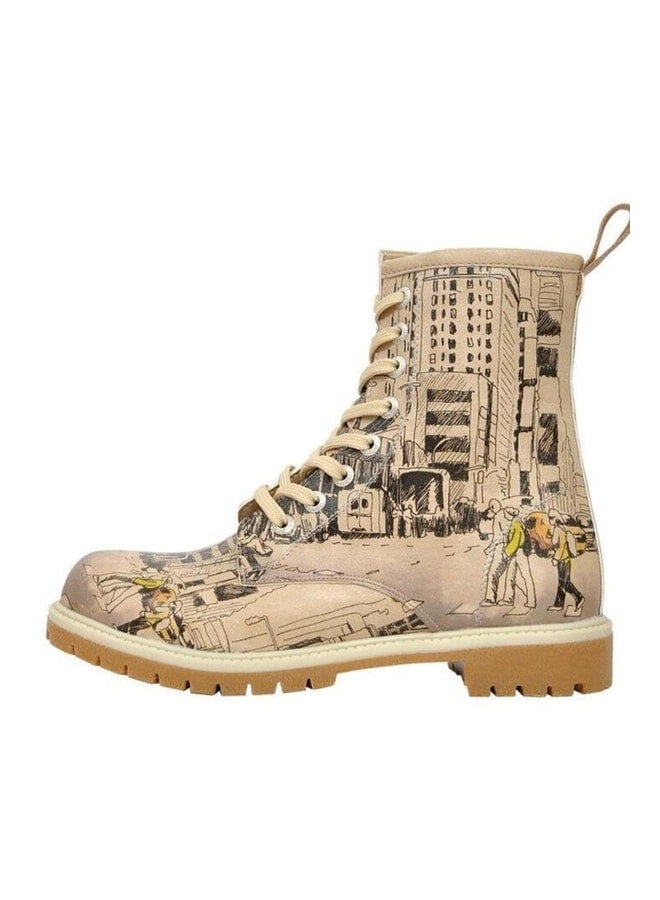 Dogo Women's Vegan Leather Beige Long Boots - One Way Only Design. - Image 3