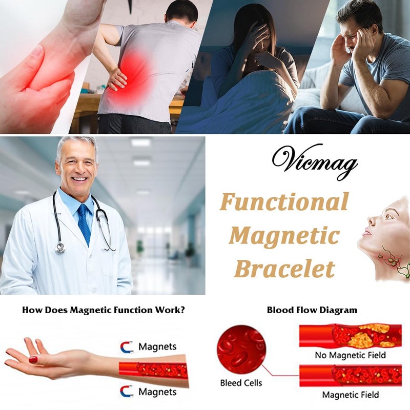 Vicmag Magnetic Bracelets for Women Titanium Steel Bracelet with Adjustment Tool & Present Box (Crystal & Love Heart Silver) - Image 2