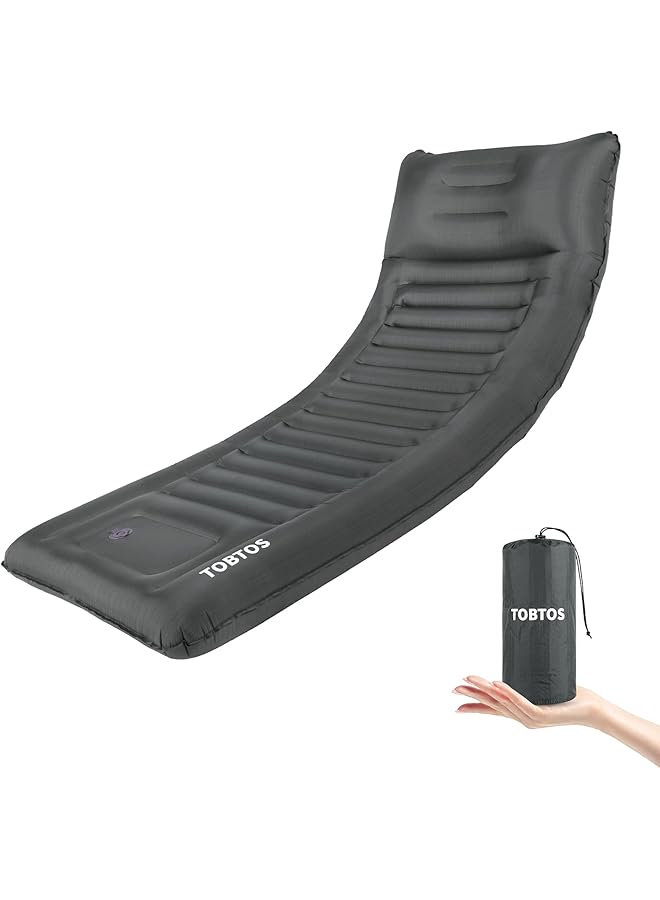 TOBTOS Self Inflating Camping Sleeping Pad With Pillow Thick 6 Inch Ultralight Sleeping Pad With Built In Pump Lightweight Sleeping Mat For Camping Backpacking Hiking Tent (Grey)  - Image 1