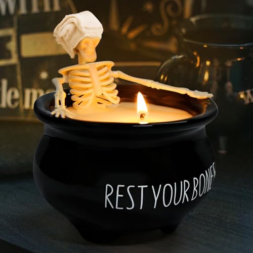ORIENTAL CHERRY Halloween Decorations Indoor - Vintage Halloween Skeleton Candles Decor Gifts - Cute Farmhouse Gothic Party Birthday Candle Decoration Centerpieces for Table Home Room Mantel Office Kitchen - Image 4