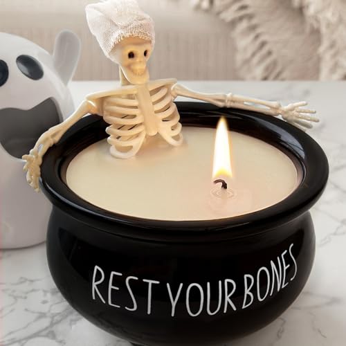 ORIENTAL CHERRY Halloween Decorations Indoor - Vintage Halloween Skeleton Candles Decor Gifts - Cute Farmhouse Gothic Party Birthday Candle Decoration Centerpieces for Table Home Room Mantel Office Kitchen - Image 1