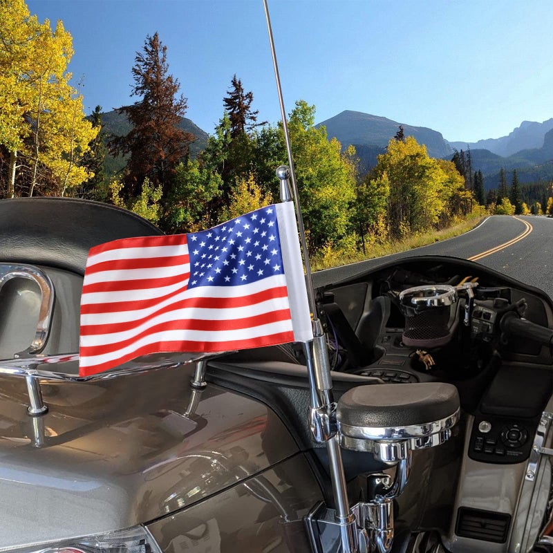 Generic E-most Espear Motorcycle Antenna Flag for Harley Yamaha XL 883 1200 X 48 Honda Gold Wing GL1800 Adjustable Angle Luggage Flagpoles fit 1.7cm/0.66inch Antenna Mount Luggage Rack Flag Mounts  - Image 2