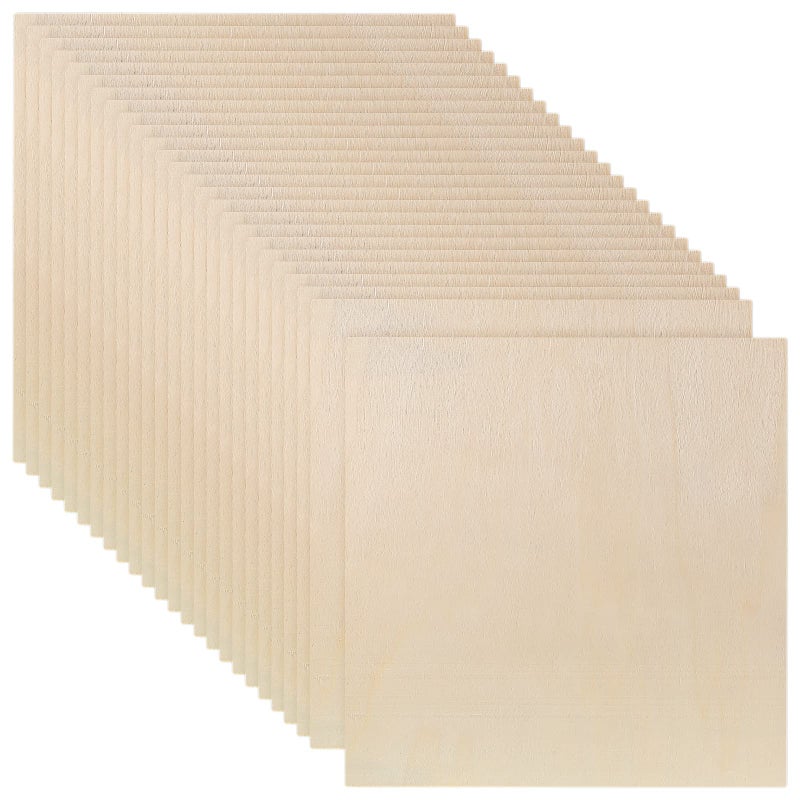 100 Pcs 4 x 4 Inch Unfinished Wood Pieces Square Unfinished Wooden Cutout Tiles Blank Wood Squares for DIY Art Craft Painting Staining Cup Coaster Ornament Wall Decor 4 x 4 Inch 100
