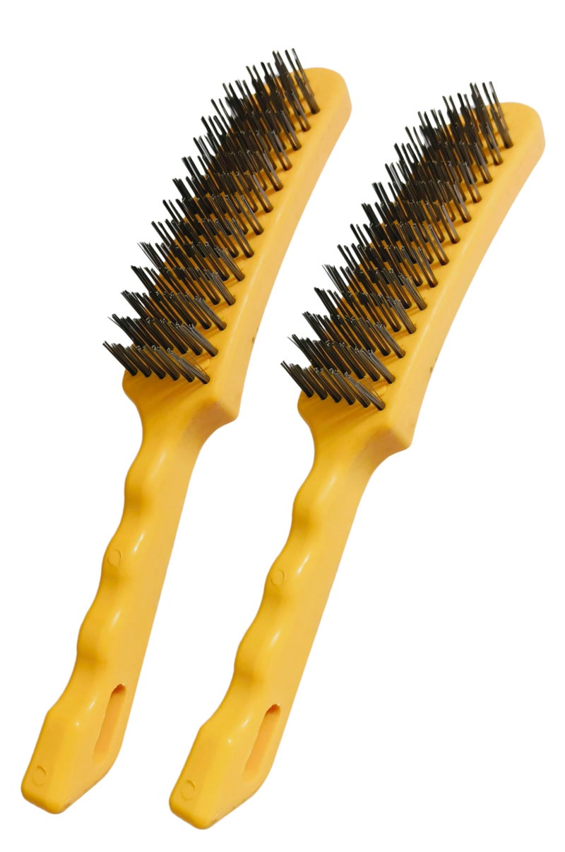 Inditrust Plastic Handle Carbon Steel Wire Hand Brush 10 inch length (2 PCS) - Image 1