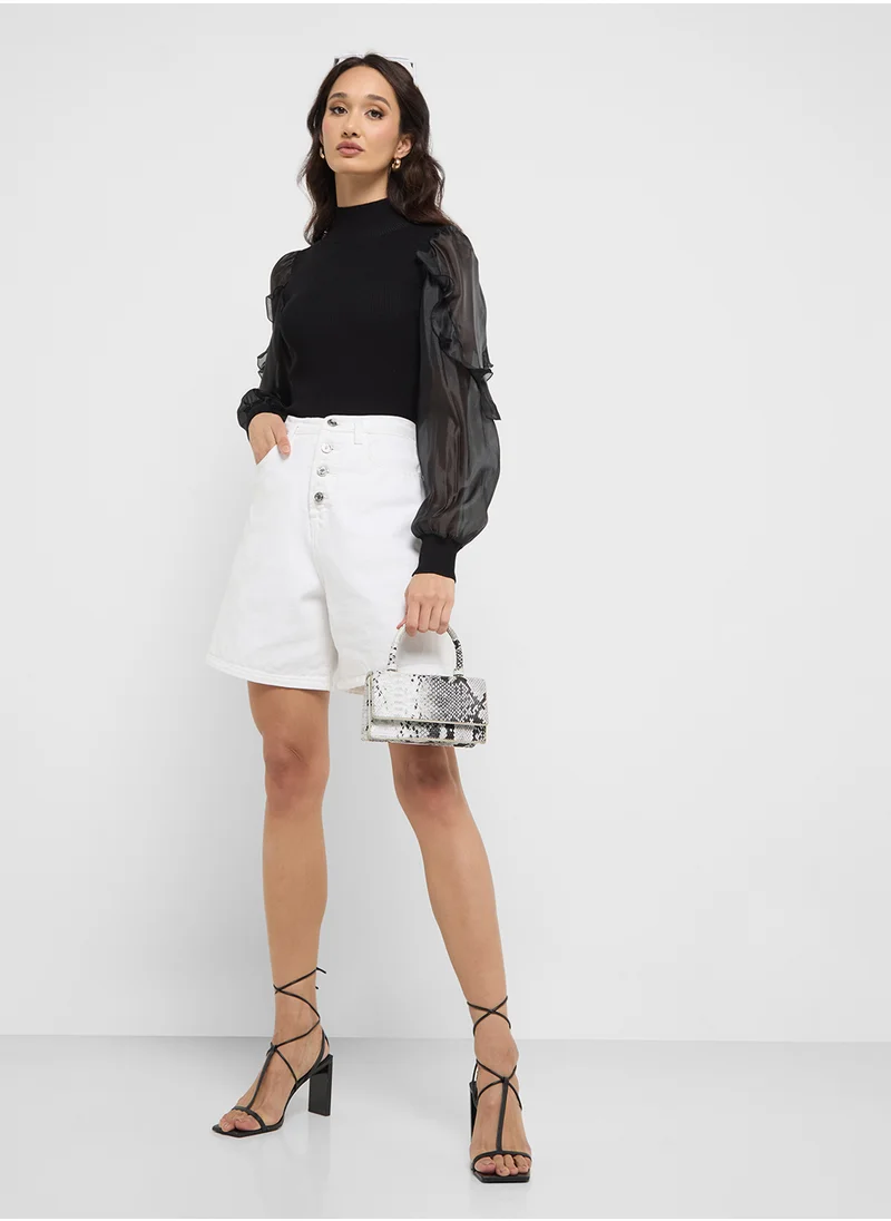 French Connection Puff Sleeve Top