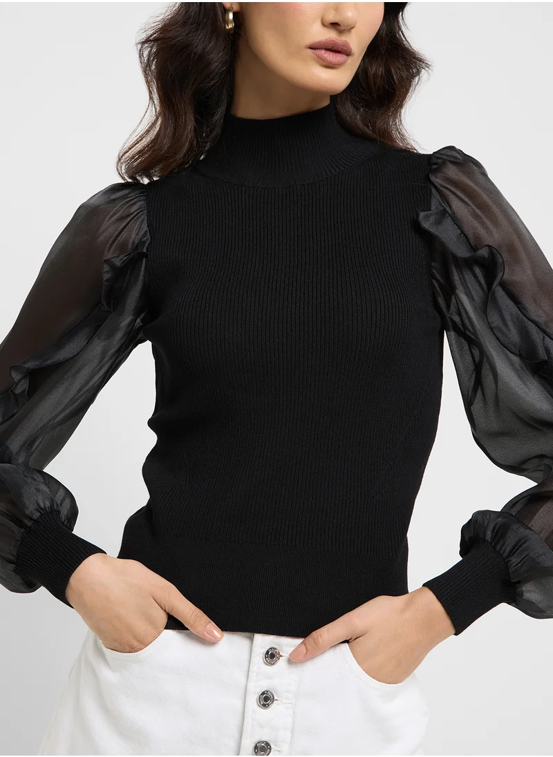 French Connection Puff Sleeve Top