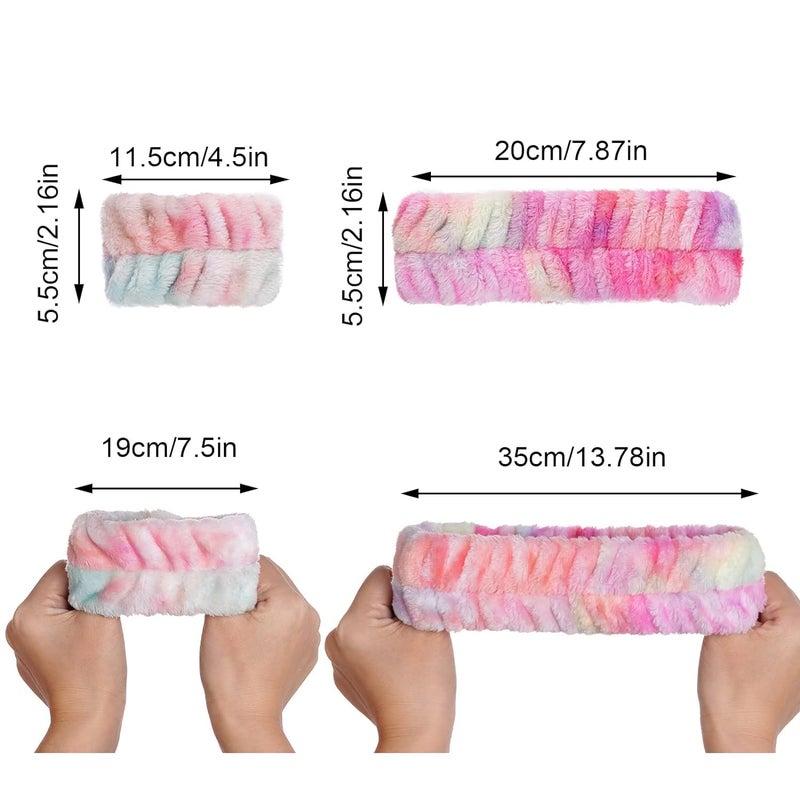 DASOSMI CREATION DC 3pcs Spa Facial Headband Women Makeup Headband Girls Washing Face Headband Soft Microfiber Spa Wrist Washband Ladies Spa Hair Wraps Headbands for Washing Face Shower Makeup Bath Rainbow - Image 2