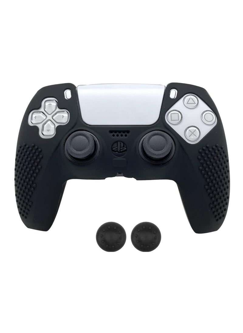 Generic Silicone Rubber Cover Anti-Slip Skin for Playstation 5 Controller Grips,Protective Case for PS5 Wireless Controller Accessories with 2 Thumb Grips (Black)  - Image 1