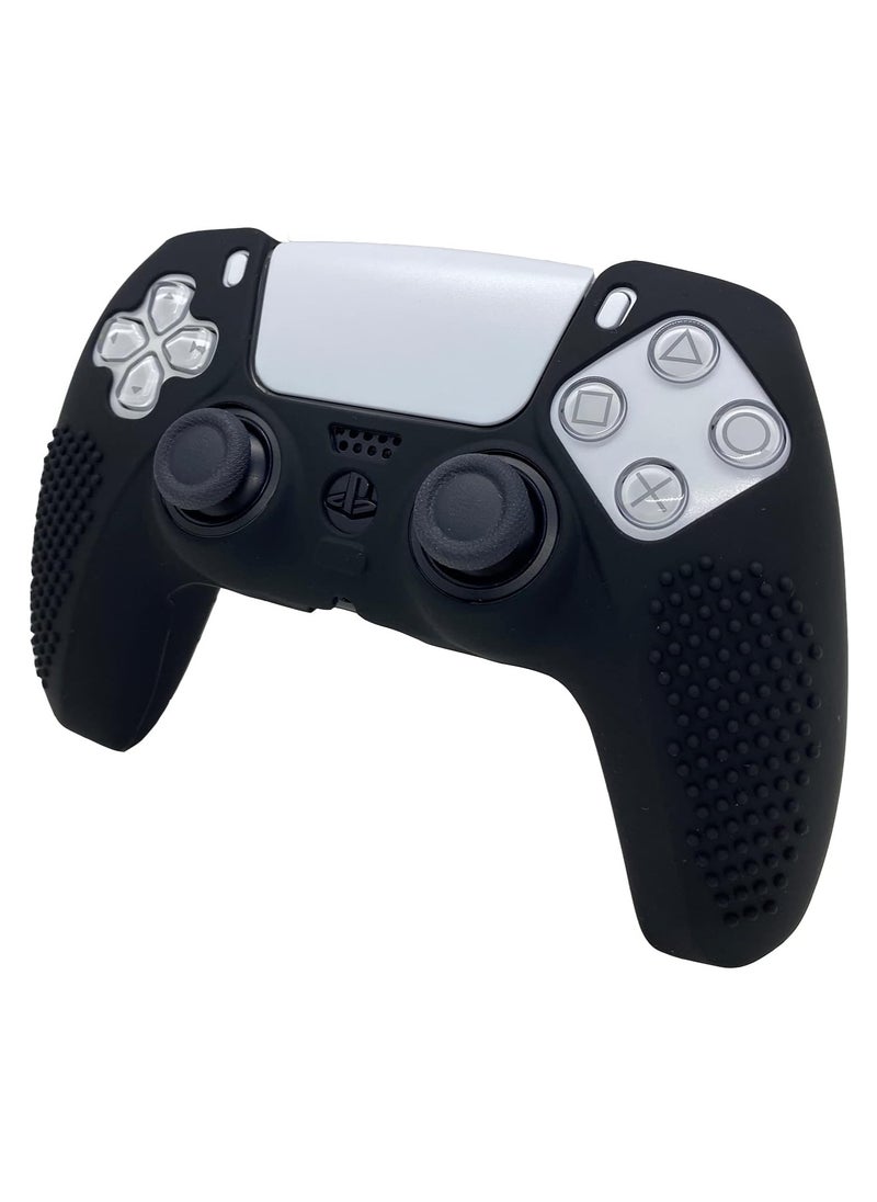 Generic Silicone Rubber Cover Anti-Slip Skin for Playstation 5 Controller Grips,Protective Case for PS5 Wireless Controller Accessories with 2 Thumb Grips (Black)  - Image 2