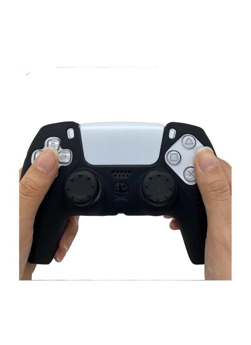 Generic Silicone Rubber Cover Anti-Slip Skin for Playstation 5 Controller Grips,Protective Case for PS5 Wireless Controller Accessories with 2 Thumb Grips (Black)  - Image 4
