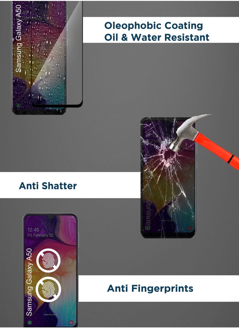 Samsung Galaxy A50 - Tempered Glass Screen Protector - Delicate Touch , Higher Transparency , Easy to Install ,Anti-scratch and Bubble-free Screen Protector - Black