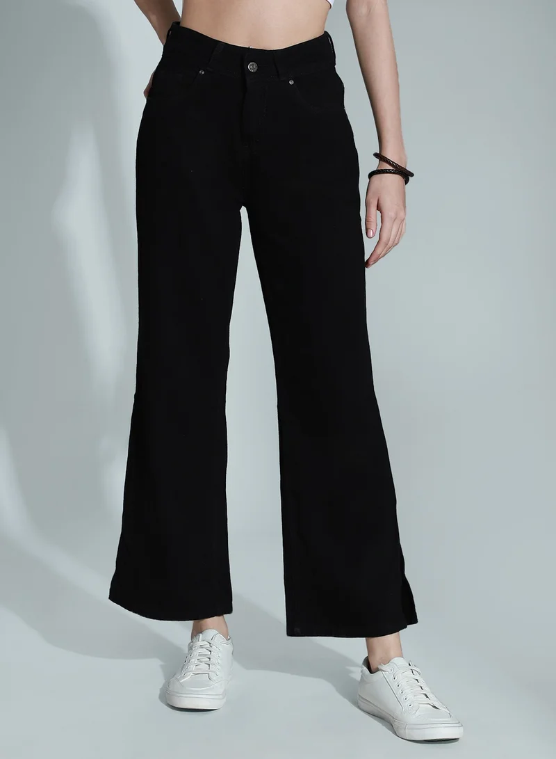 HIGH STAR  Women Black Straight Fit High-Rise Jeans for Women | Best Price UAE