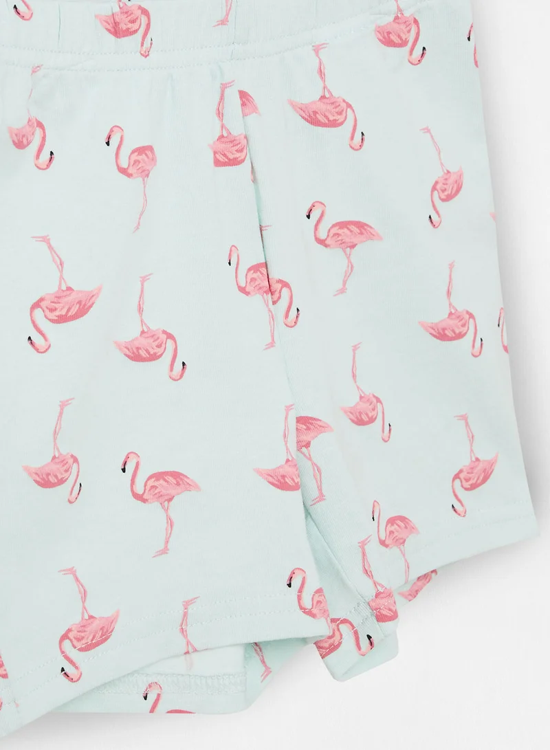 NAME IT Girls Flamingo Print Top and Shorts Set