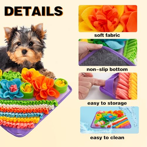 Oliumt Snuffle Mat for Dogs Sniff Mat Slow Feeding Mat for Small Pets Cats Rabbits Help Stress Relief and Training Stimulate Your Pets Foraging Skills Purple - Image 3