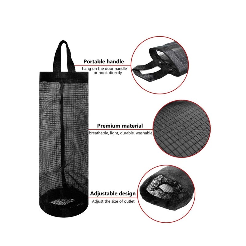 SOLARAE 2 Packs Plastic Bag Holder for Kitchen Hanging Mesh Storage Organizer, Large Grocery Shopping Bags Dispenser - Image 4