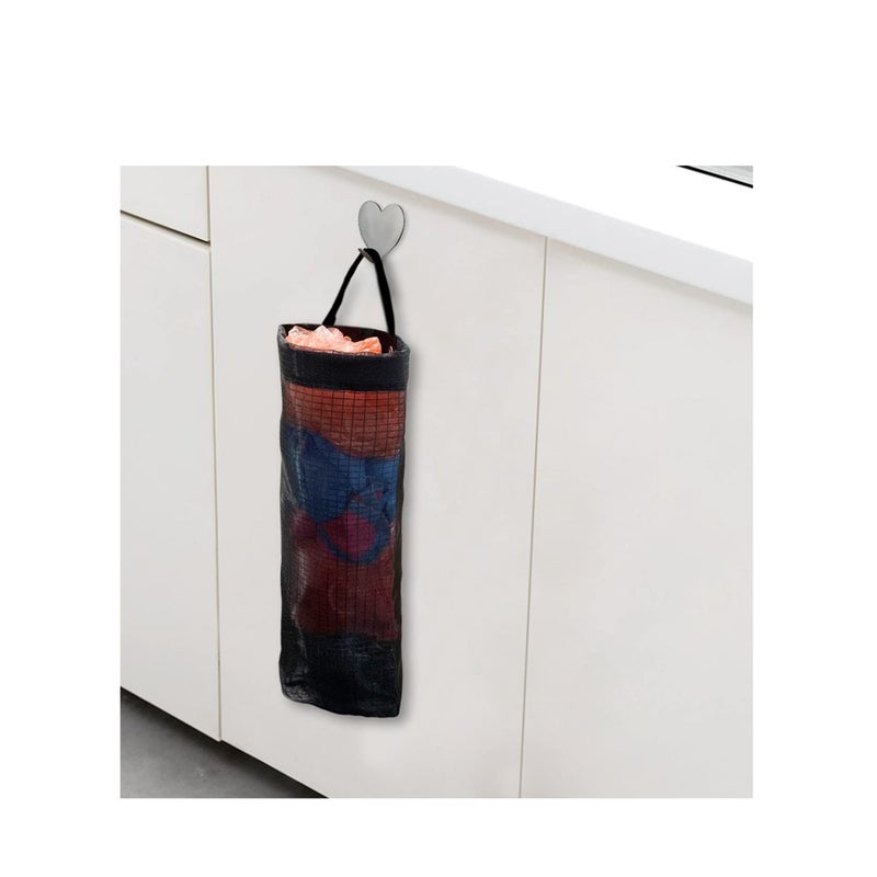 SOLARAE 2 Packs Plastic Bag Holder for Kitchen Hanging Mesh Storage Organizer, Large Grocery Shopping Bags Dispenser - Image 3