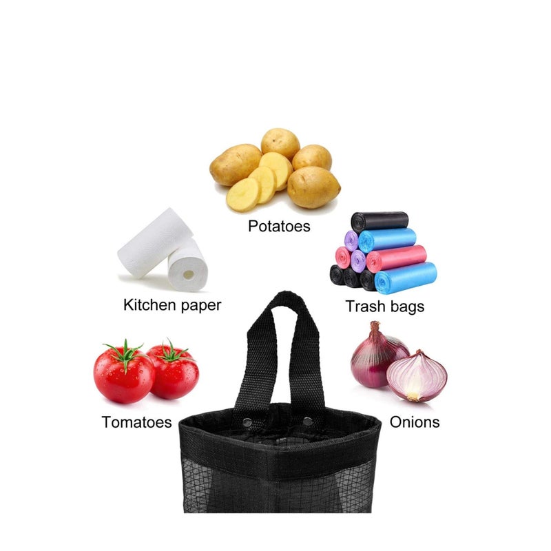 SOLARAE 2 Packs Plastic Bag Holder for Kitchen Hanging Mesh Storage Organizer, Large Grocery Shopping Bags Dispenser - Image 2