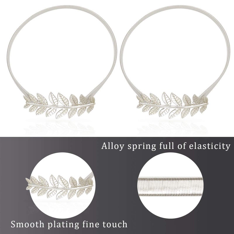 LLPMutu 4Pack Curtain Tiebacks Aluminum Alloy Spring Design Curtain Holdback Leaf Carving Design Curtain Ties For Drapes Curtain Ties Backs Curtain Modern Style Curtain Holdback Decor(Sliver Leaf) - Image 4