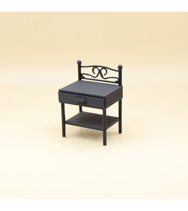 Miniature Wrought Iron Black Bedside Table Dollhouse Ornament - Image 5