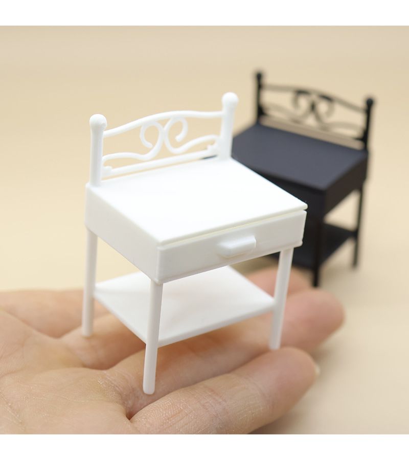 Miniature Wrought Iron Black Bedside Table Dollhouse Ornament - Image 3