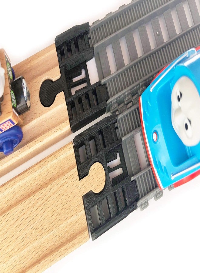 TrainLab.com Adapters, Compatible with Thomas & Friends Trackmaster Gray 2014 and Wooden Railway Tracks, Essential Trackmaster and Wooden Track Accessories (2pc) (Black) - Image 1