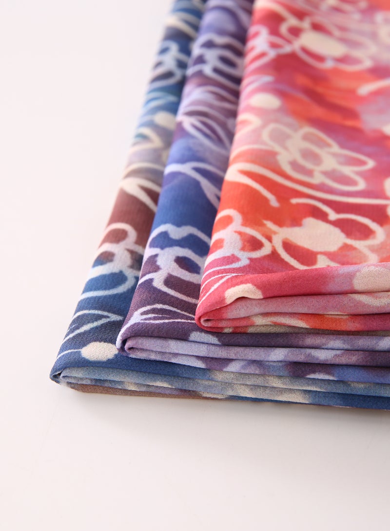 ShineShe Ladies Hijab Small Flower Printed Chiffon Bubble Scarf - Image 2