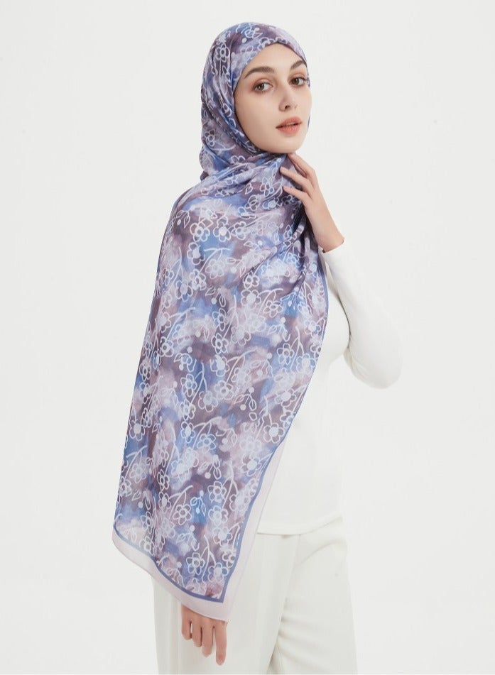 ShineShe Ladies Hijab Small Flower Printed Chiffon Bubble Scarf - Image 3
