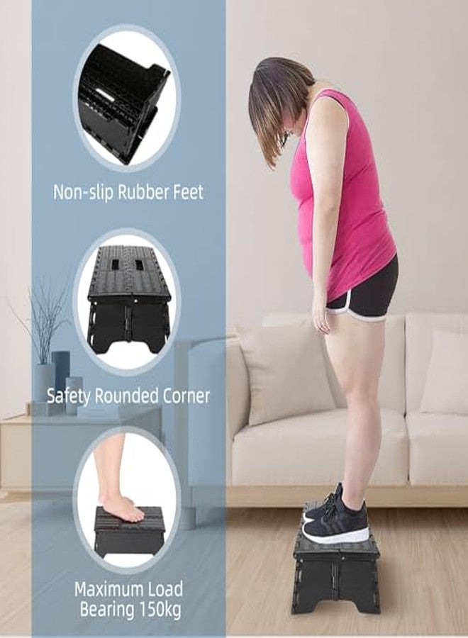 Cocoarm Folding Step Stool Step Stool Holds Up to 300 lb Plastic Foldable Step Stools Non Slip with Carry Handle Collapsible Stool for Kitchen, Bathroom or Bedroom - Image 5