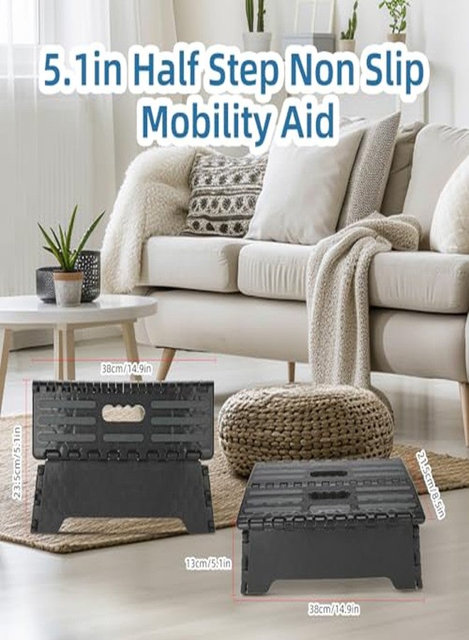 Cocoarm Folding Step Stool Step Stool Holds Up to 300 lb Plastic Foldable Step Stools Non Slip with Carry Handle Collapsible Stool for Kitchen, Bathroom or Bedroom - Image 2