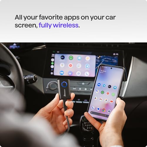 AAWireless TWO+ متوافق مع Android Auto و Apple Carplay محول لاسلكي 2 في 1 | اتصال لاسلكي عبر Bluetooth و WiFi | iPhone X+ و Android 11+ | زر متعدد الوظائف | صنع في أوروبا - Image 4