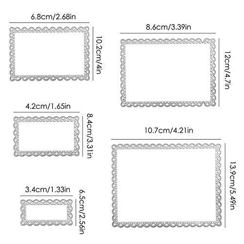 SENHAI Rectangle Frame Metal Die Cuts & Decorative Paper Lace Cutting Dies, SENHAI 3 Sets Embossing Template Scrapbooking Cutting Dies for DIY Scrapbook Photo Frame Card Album Cake Topper - Image 4