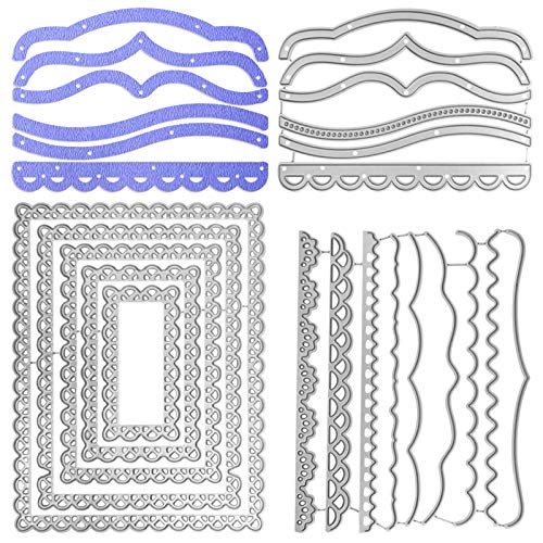 SENHAI Rectangle Frame Metal Die Cuts & Decorative Paper Lace Cutting Dies, SENHAI 3 Sets Embossing Template Scrapbooking Cutting Dies for DIY Scrapbook Photo Frame Card Album Cake Topper - Image 1