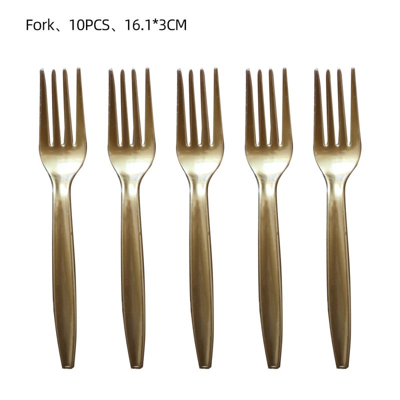 Pink Lotus Rose Gold Diamond Party Tableware Set Golden Fork 10p 