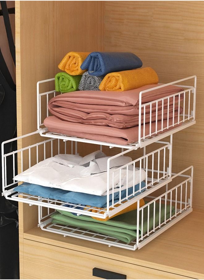 Occuwzz - 3 Wardrobe  Sliding Closet Organizers and Drawer Storage Shelves Stackable Storage - Image 1