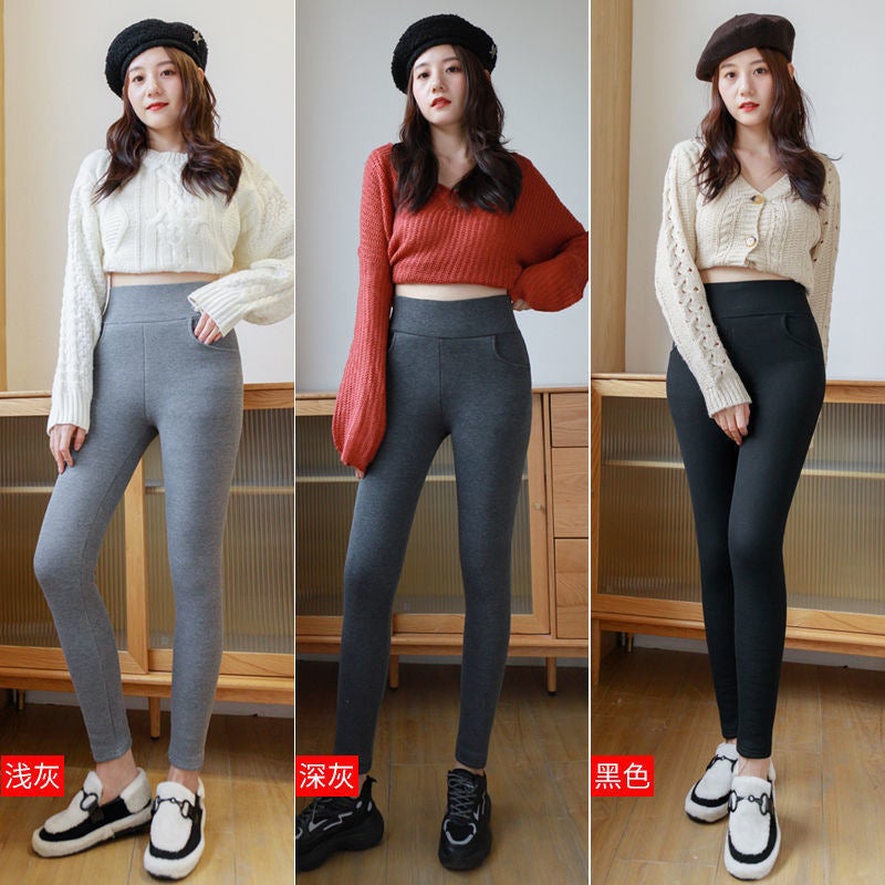 2023 New Fall/Winter Fleece-Lined Thickened High Waist Leggings Outer Wear Slim-Fit Slimming Leggings Children'S Student Trousers - Image 1