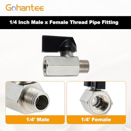 gohantee Brass Mini Ball Valve 1/4" Female to Male Shut-Off Valve, 1/4 Inch Male x Female BSP Thread Pipe Fitting, 1/4 Inch Mini Brass Ball Valve Shut Off Switch 6PCS - Image 3