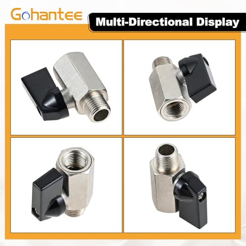 gohantee Brass Mini Ball Valve 1/4" Female to Male Shut-Off Valve, 1/4 Inch Male x Female BSP Thread Pipe Fitting, 1/4 Inch Mini Brass Ball Valve Shut Off Switch 6PCS - Image 4