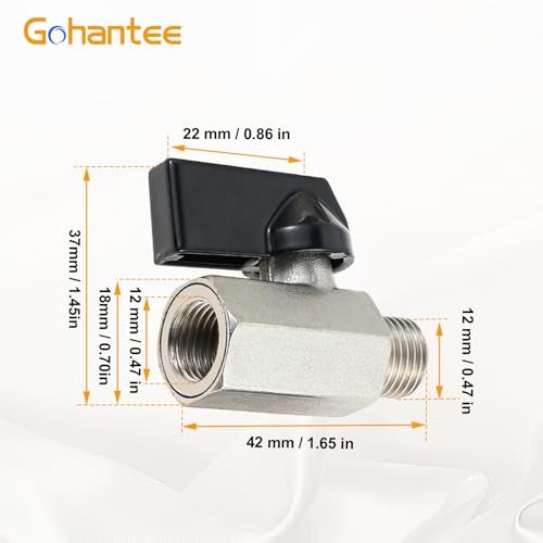 gohantee Brass Mini Ball Valve 1/4" Female to Male Shut-Off Valve, 1/4 Inch Male x Female BSP Thread Pipe Fitting, 1/4 Inch Mini Brass Ball Valve Shut Off Switch 6PCS - Image 2