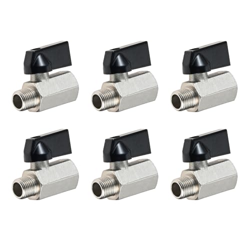 gohantee Brass Mini Ball Valve 1/4" Female to Male Shut-Off Valve, 1/4 Inch Male x Female BSP Thread Pipe Fitting, 1/4 Inch Mini Brass Ball Valve Shut Off Switch 6PCS - Image 1