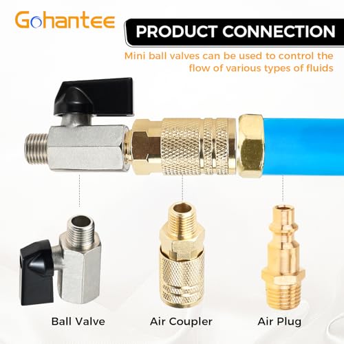 gohantee Brass Mini Ball Valve 1/4" Female to Male Shut-Off Valve, 1/4 Inch Male x Female BSP Thread Pipe Fitting, 1/4 Inch Mini Brass Ball Valve Shut Off Switch 6PCS - Image 5