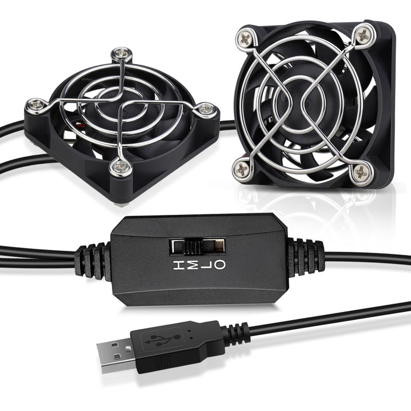 GDSTIME 2-Pack 50mm USB Fans with 3 Speed Control, Mini 5V DC Brushless Computer Cooling Fan for Projector VR Gear Raspberry Pi TV Box Small Appliances Series Replacement - Image 1
