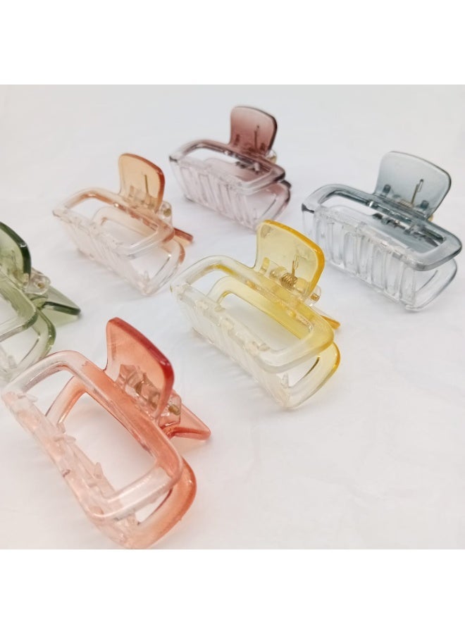 Akarm 6 Pcs Hollow Hair Claw Clips Set - Transparent Gradient Colors - Strong Hold & Stylish Design - Image 5