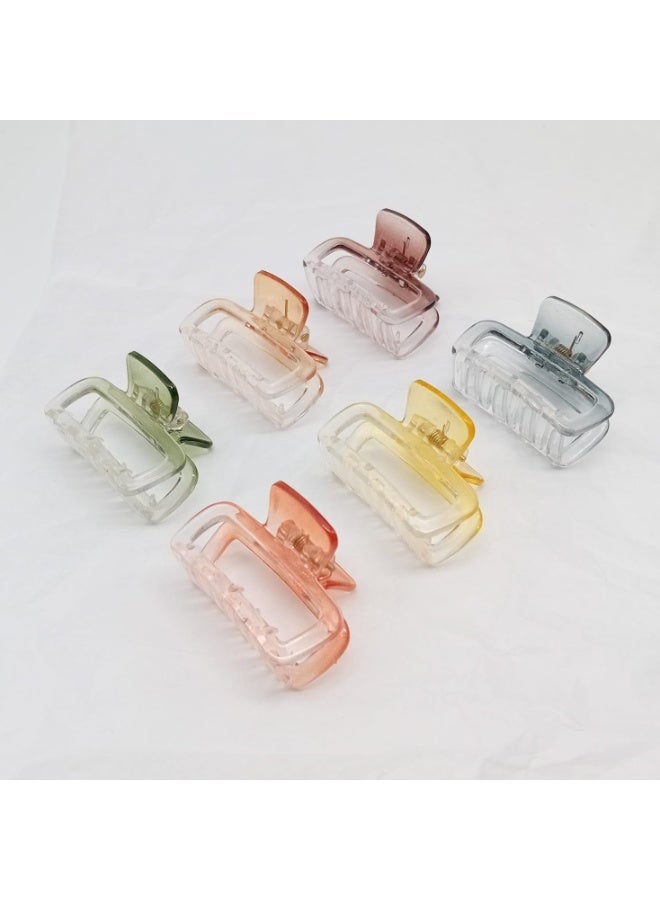 Akarm 6 Pcs Hollow Hair Claw Clips Set - Transparent Gradient Colors - Strong Hold & Stylish Design - Image 1