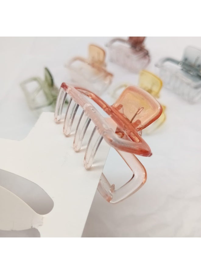 Akarm 6 Pcs Hollow Hair Claw Clips Set - Transparent Gradient Colors - Strong Hold & Stylish Design - Image 4